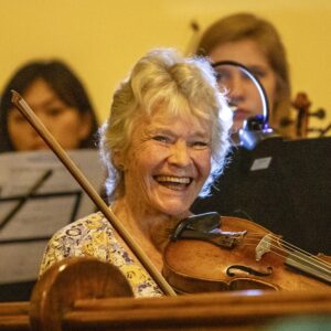 Close-up of violinist and GVO founding member Helen-Jean Arthur